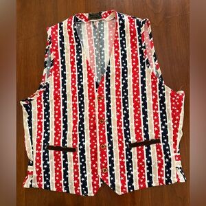 Patriotic Star-Striped Vest Sz M/L Vintage Unisex Style
